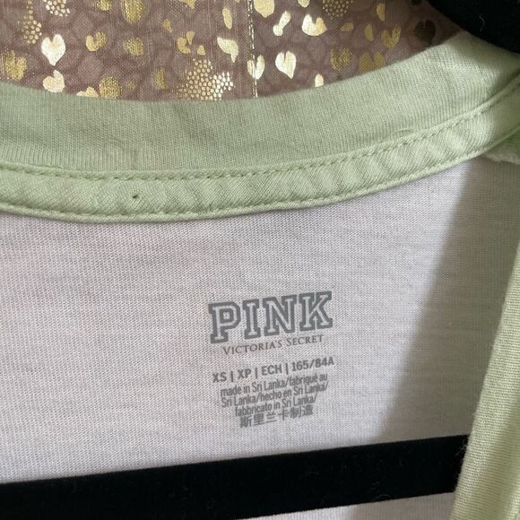 PINK Victorias Secret Light Green White Baseball Style T Shirt XS - Picture 5 of 5